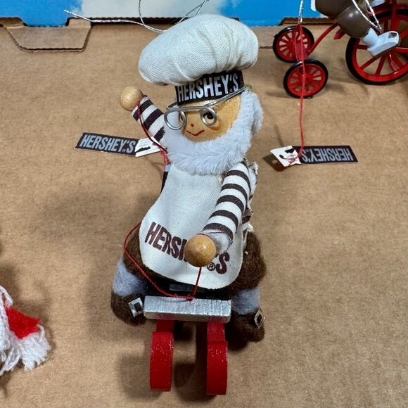 Kurt Adler Hershey's Chocolate Christmas Ornaments 90s Set Of 3 Wooden - Picture 4 of 16